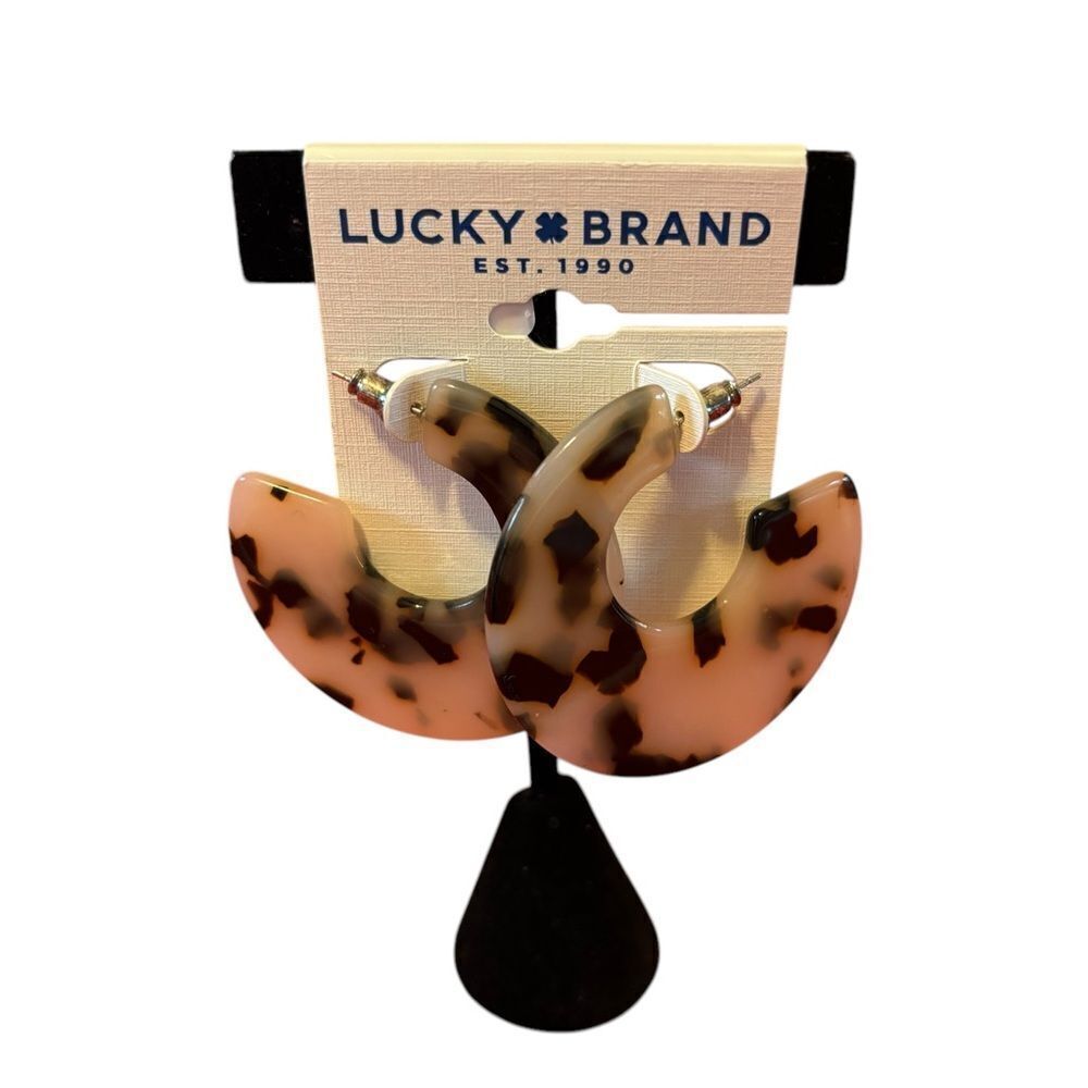 Lucky Brand Tortoise Shell C Hoop Earrings.